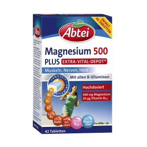 مکمل کامل منیزیم 500 پلاس آبتی حاوی بیوتین نیاسین اسید فولیک و… Abtei Magnesium 500 Plus Vital Depot