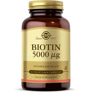 مکمل بیوتین سولگار 5000mcg کاملا گیاهی 50عددی SOLGAR BIOTIN