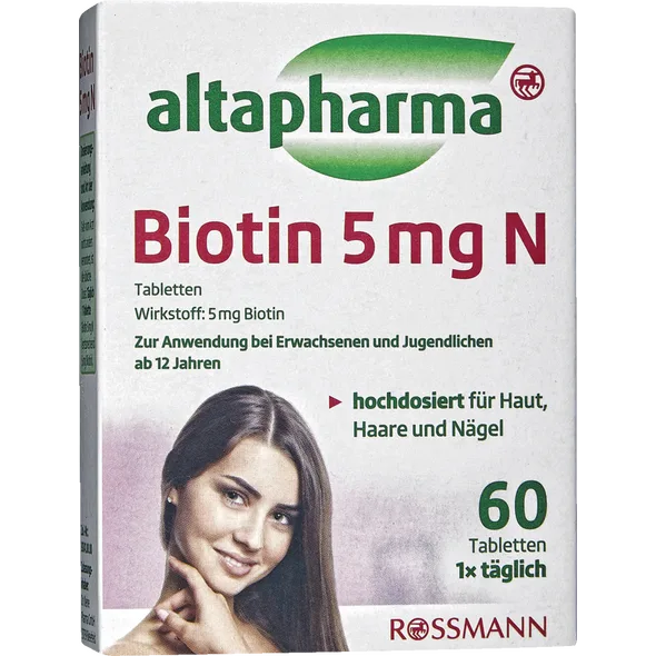 قرص بیوتین 5میلی گرم آلتا فارما تقویت مو و ناخن 60عددی BIOTIN 5MG N