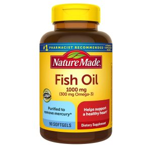 مکمل کامل فیش اویل Fish Oil امگا3 نیجرمید آمریکا تقویت و سلامت قلب عروق مغز چشم 90عددی 1000mg(300mg omega-3)