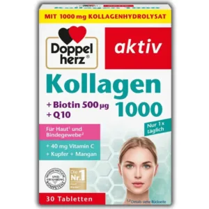 قرص کلاژن دوپل هرز اکتیو 1000 حاوی بیوتین Biotin + Q10