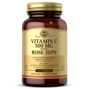 مکمل ویتامین سی 500mg سولگار با رز هیپ SOLGAR Vitamin C 500 mg with Rose Hips