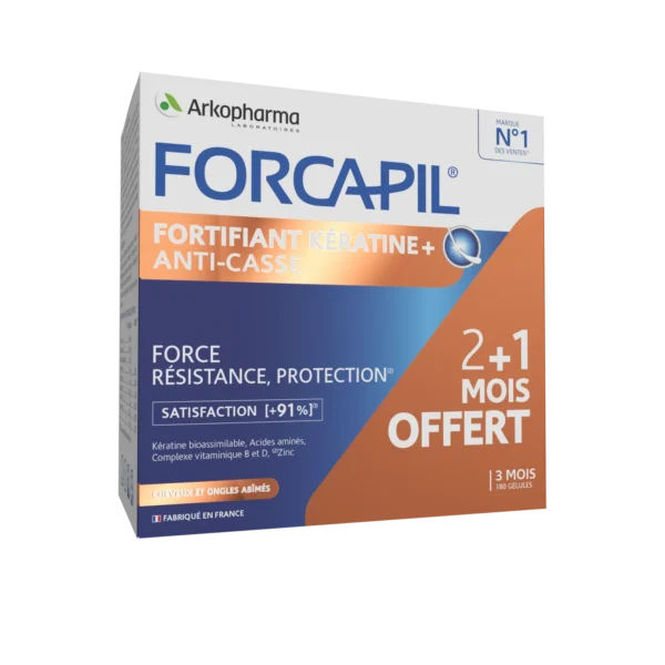 مکمل ضد ریزش فورکاپیل فرانسه 180ضدریزش تقویت فولیکول مو Forcapil® Fortifying Keratin (کد2879)