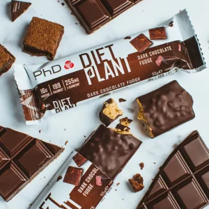 پروتئین بار گیاهی اورجینال PHD رژیمی با طعم شکلات تلخ Diet Plant Bars Dark Chocolate Fudge وزن 55گرم (کد6044)