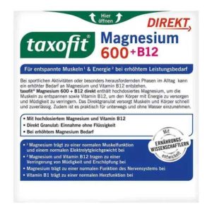 مکمل حرفه ای منیزیم600 تاکسوفیت ساشه taxofit® Magnesium 400 +B12