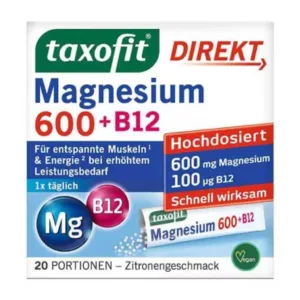 مکمل حرفه ای منیزیم600 تاکسوفیت ساشه taxofit® Magnesium 400 +B12