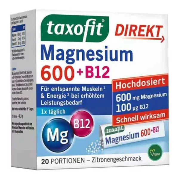 مکمل حرفه ای منیزیم600 تاکسوفیت ساشه taxofit® Magnesium 400 +B12