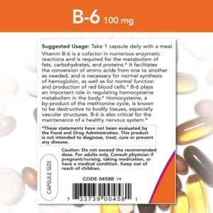 مکمل B-6 پیریدوکسین NOW دوز 100mg