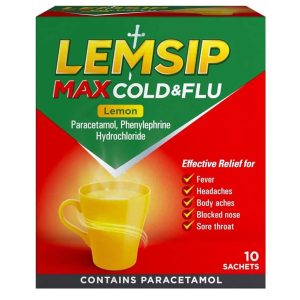 درمان و تسکین علائم سرماخوردگی و آنفولانزا LEMSIP طعم لیمو