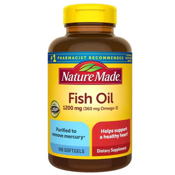 مکمل کامل فیش اویل Fish Oil امگا3 نیچر 100عدد 1200mg(360mg)