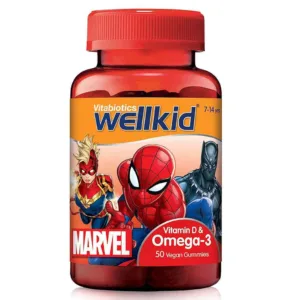 پاستیل ول کید ویتابیوتیکس امگا3 ویتامین دی مرد عنکبوتی 4 الی 17 سال wellkid