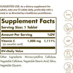 ویتامین C سولگار 1000mg وگان 90عددی