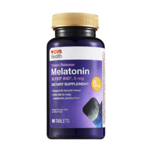 قرص ملاتونين CVS Health آمریکا 5mg درمان طبیعی بی خوابی و تنظیم چرخه خواب Timed Release
