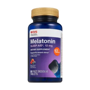 قرص ملاتونين CVS Health آمریکا 12mg درمان طبیعی بی خوابی و تنظیم چرخه خواب Fast Dissolve تعداد 90 عدد