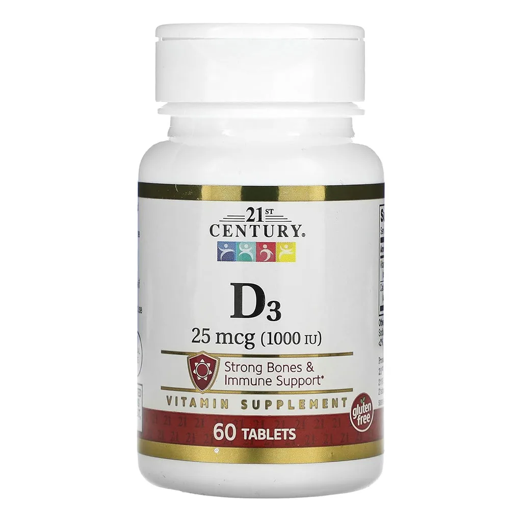 مکمل ویتامین D3 دوز 1000 برند 21century