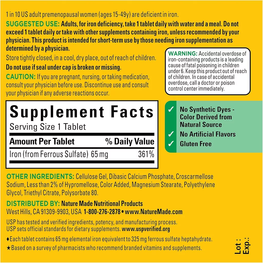قرص آهن نیچر مید 65mg