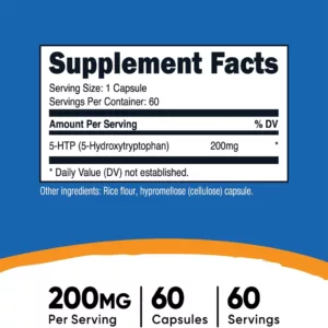 مکمل ضدافسردگی 5-HTP دوز 200mg برند nutricost آمریکا