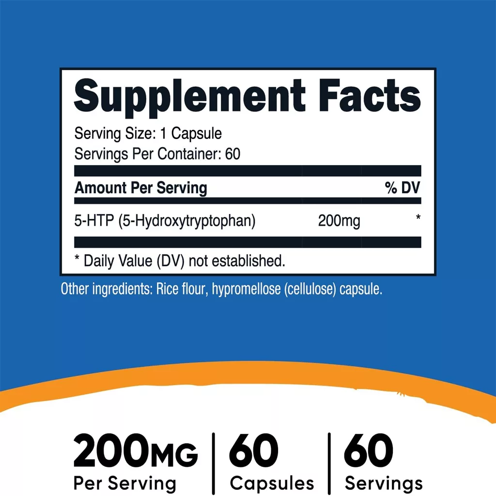 مکمل ضدافسردگی 5-HTP دوز 200mg برند nutricost آمریکا