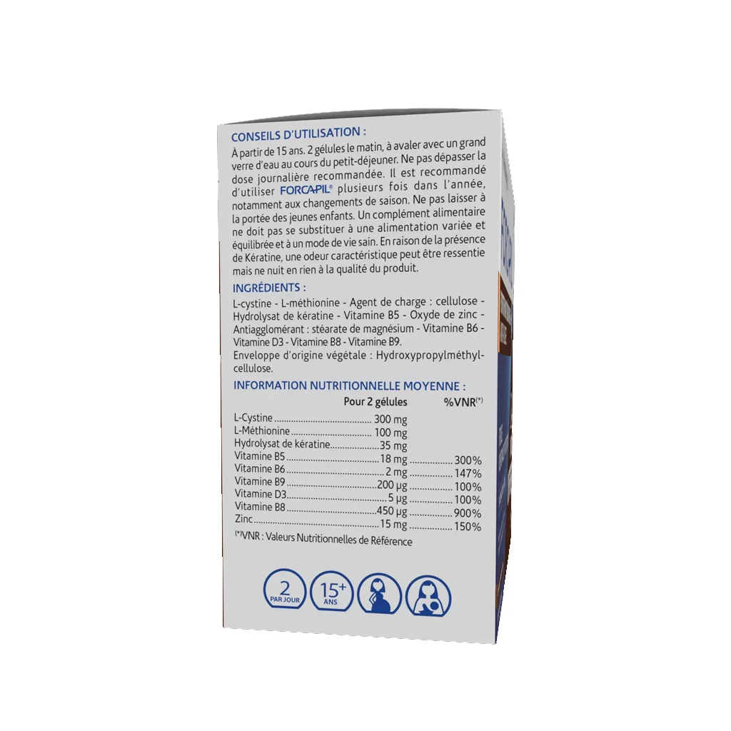 مکمل ضد ریزش فورکاپیل فرانسه تقویت فولیکول مو Forcapil® Fortifying Keratin