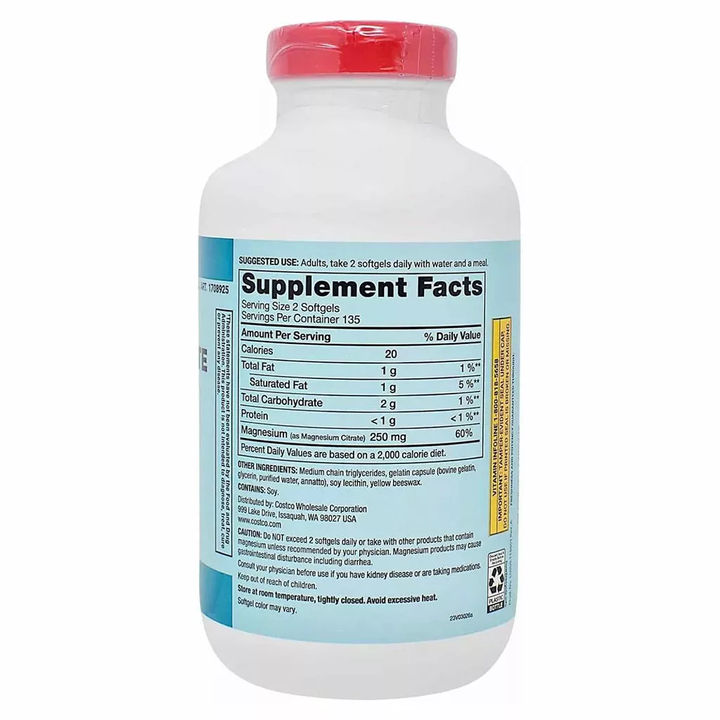 منیزیم سیترات کرکلند 250mg تعداد 270 سافت ژل