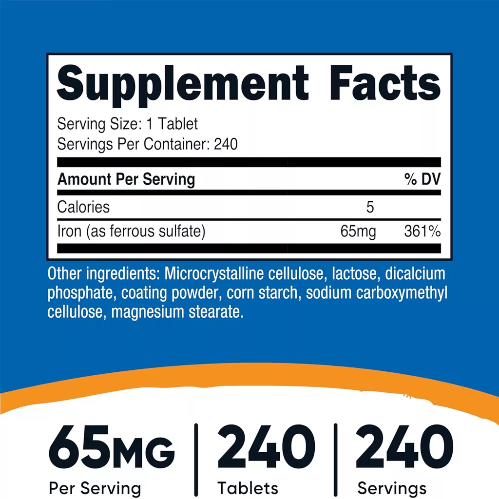 مکمل آهن 65mg نوتریکاست آمریکا 240 عدد
