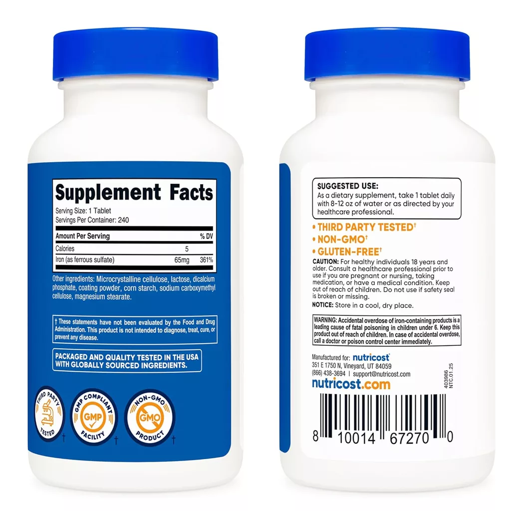 مکمل آهن 65mg نوتریکاست آمریکا 240 عدد