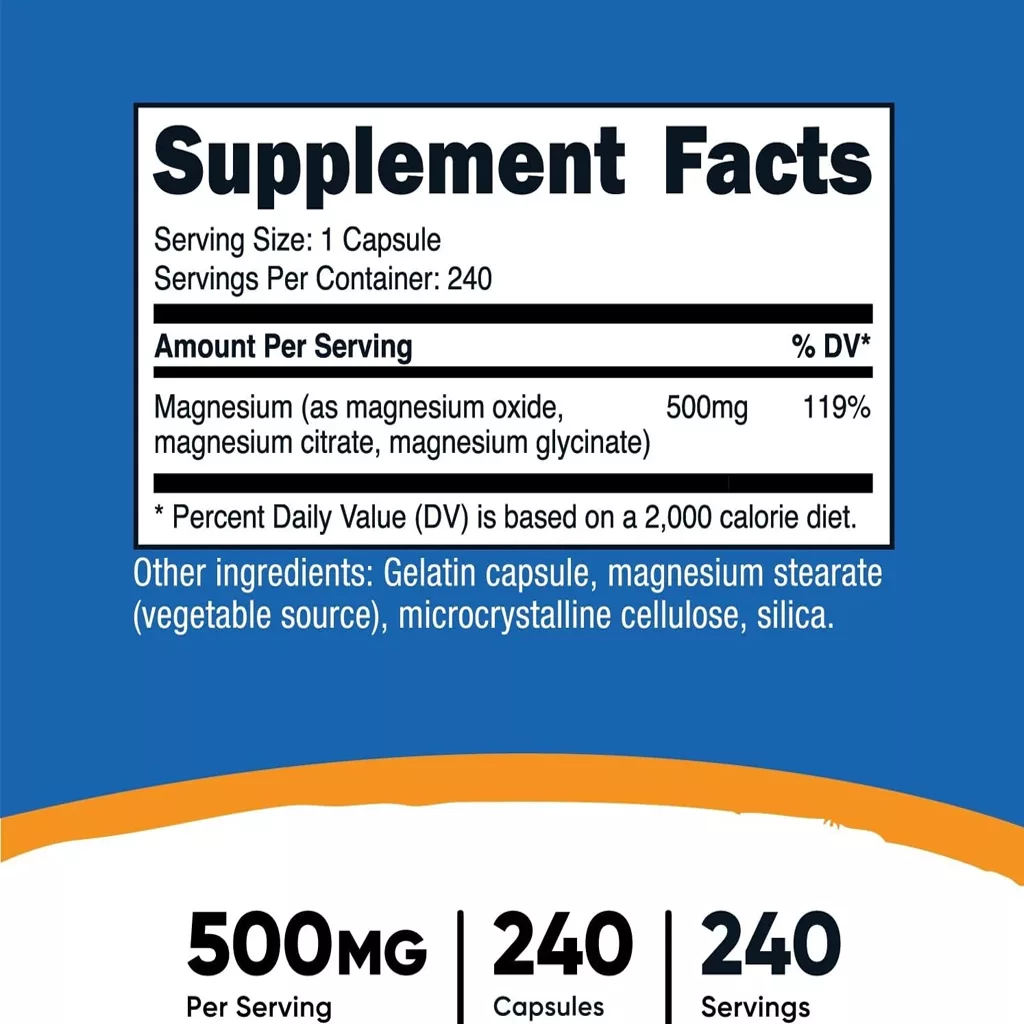 مکمل منیزیم کمپلکس سیترات گلیسینات اکساید 240 عدد 500mg