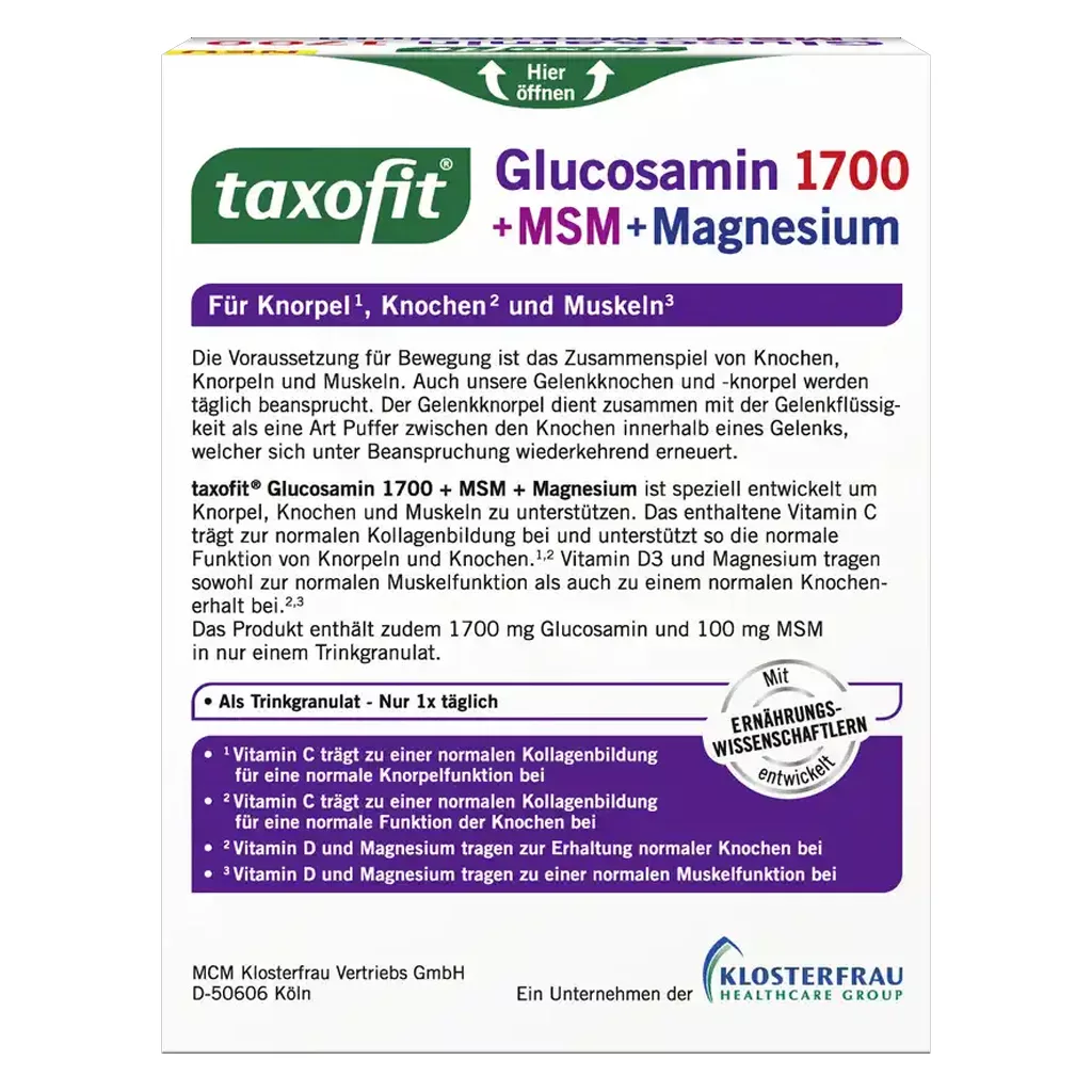 گلوکوزامین 1700 تاکسوفیت +MSM منیزیم D3 ساشه 20تایی