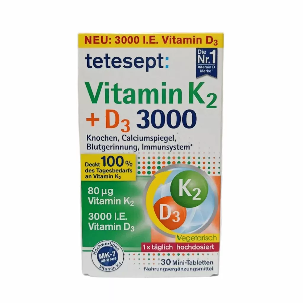 مکمل ویتامین K2 ویتامین D3 دوز 3000 تتسپت آلمان