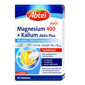 منیزیم 400 پتاسیم Abtei آبتی Aktiv Plus DEPOT +zinc+eisen+B6+B12