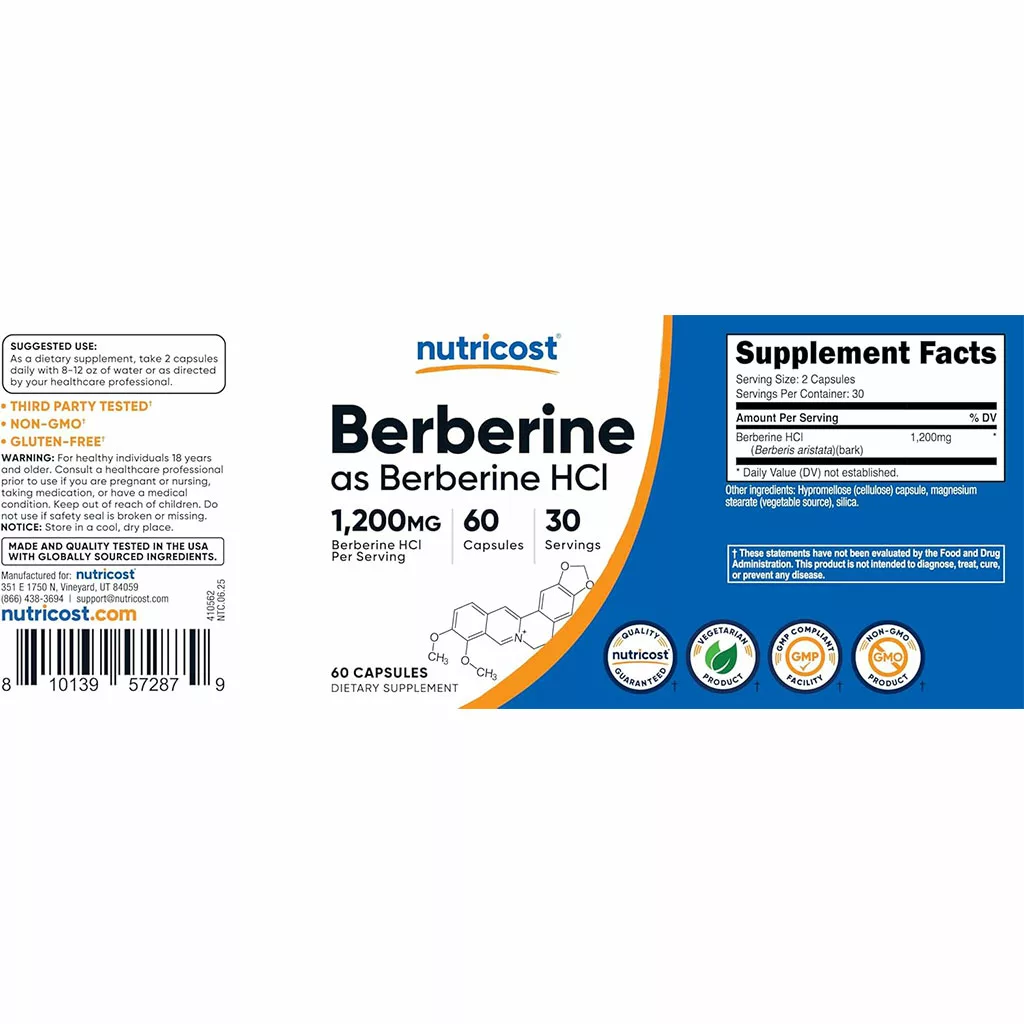 مکمل بربرین ناتریکاست Nutricost 1200mg