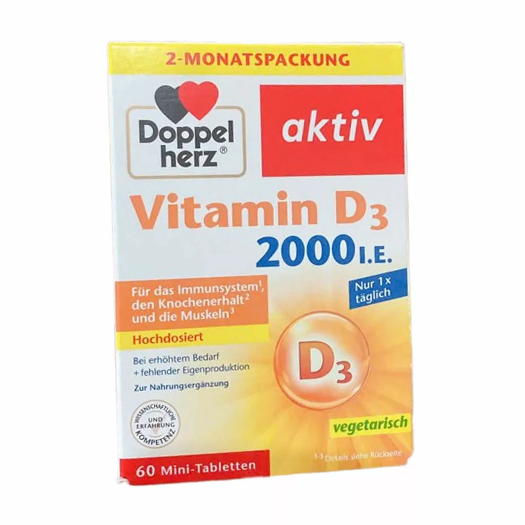 ویتامین دی D3 دوپل هرز دوز 2000 تعداد 60